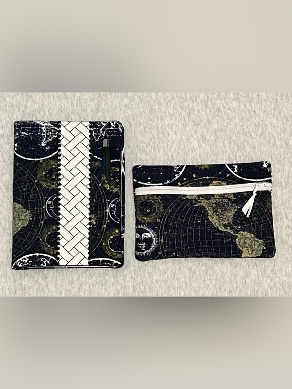 Notebook Cover and Zipper Pouch Set Hand Crafted
